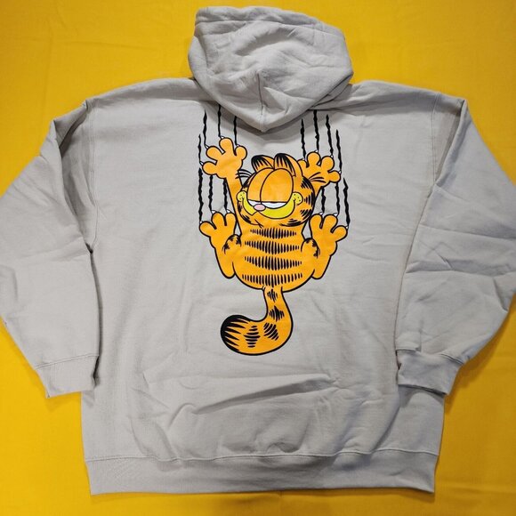 Garfield Nickelodeon Scratching Claws Hanging Hoodie Sweatshirt Beige Size 2XL - Picture 8 of 10